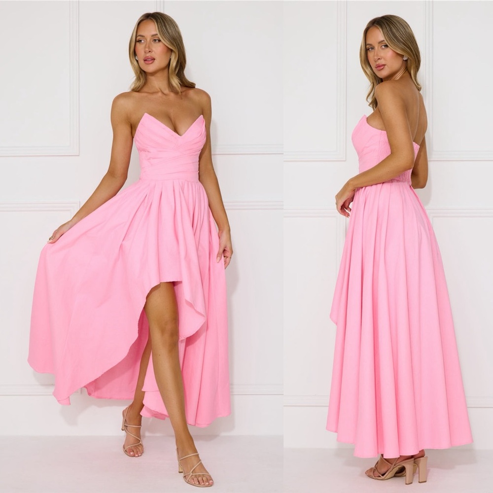 Hello Molly WISE TALES STRAPLESS MAXI DRESS LIGHT PINK NEW NWT